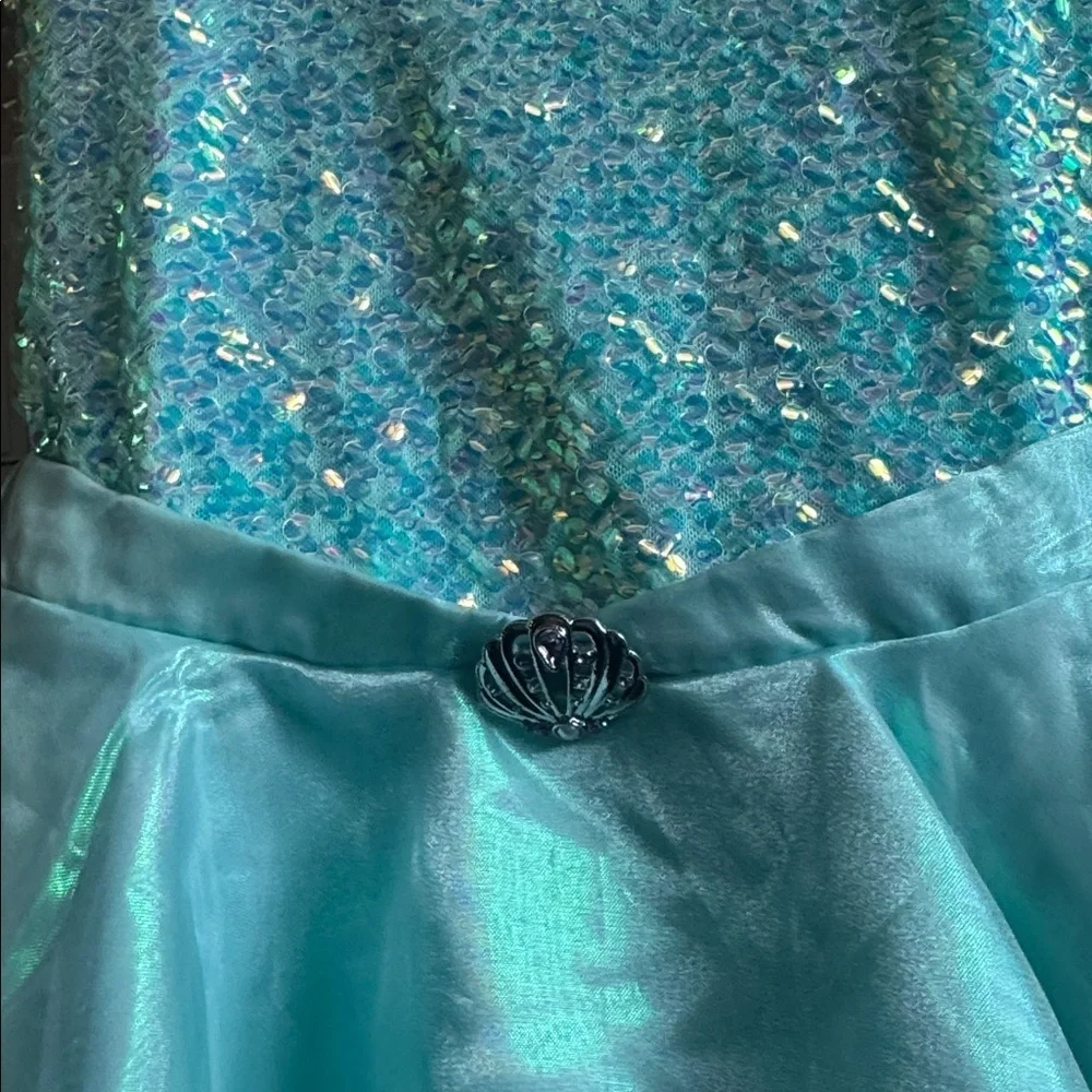 Disney NWT The Little Mermaid X Camp Aqua Teal & Sequins Strapless Dress New